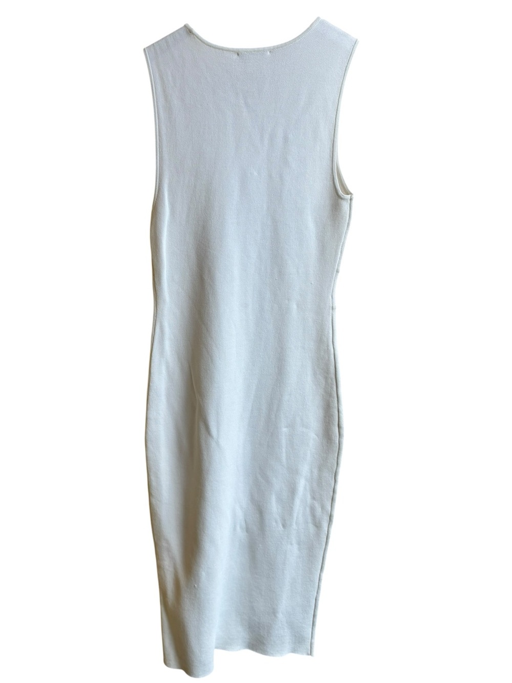 New York & Company White Knit Midi Dress Size Small Gold Button Elegant Casual - Picture 5 of 15